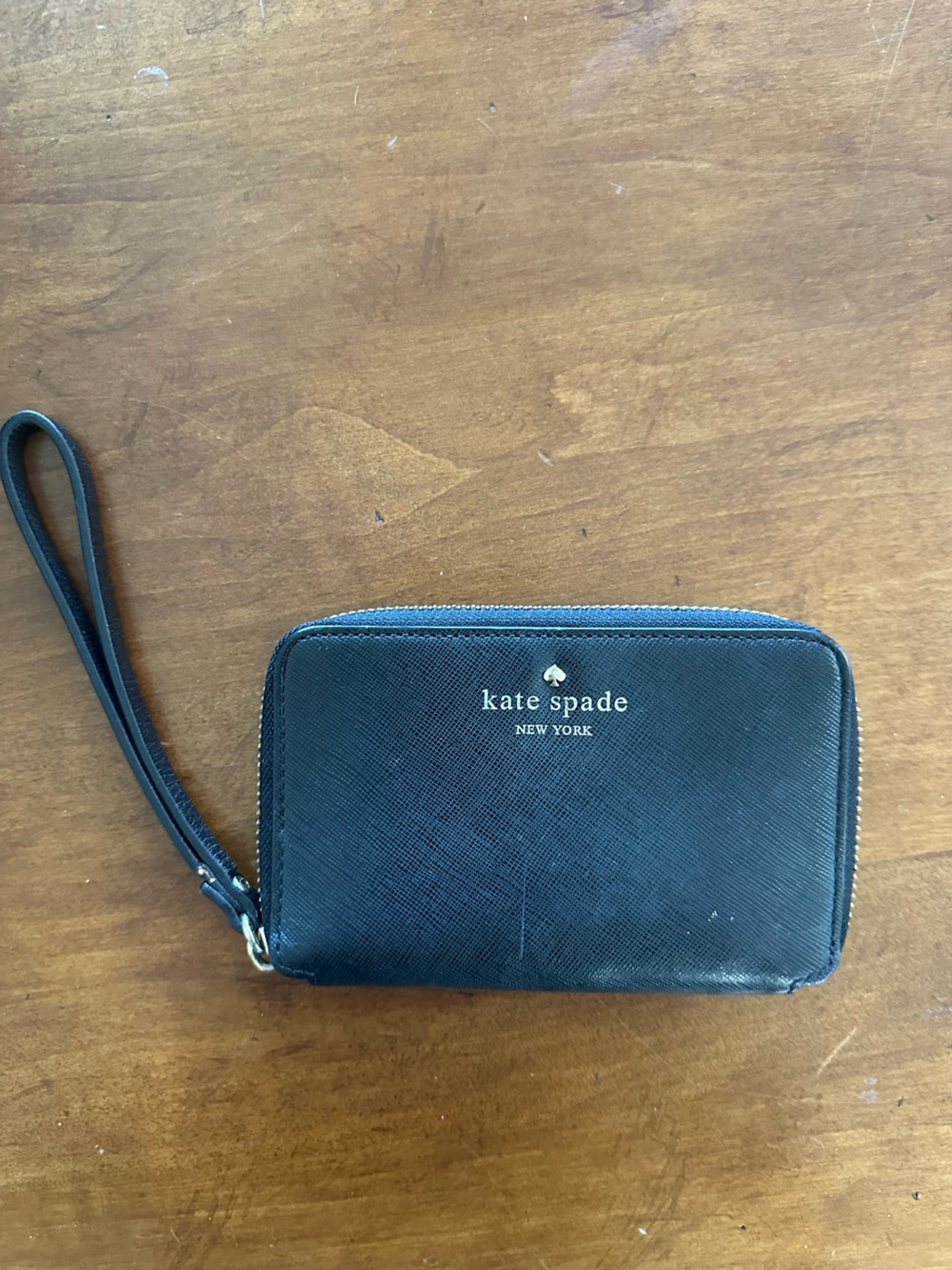 kate spade Black Saffiano Zip-Around Wristlet